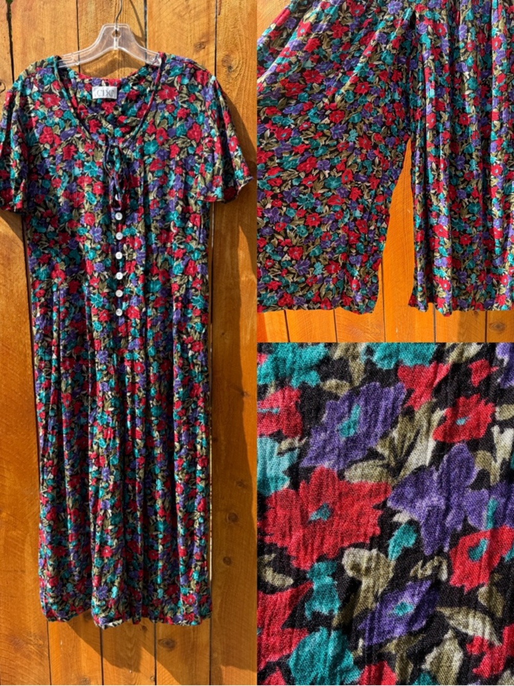 Vintage 90’s CDC Floral Button-Front Wide Legged Jumpsuit - One Size Fits Most